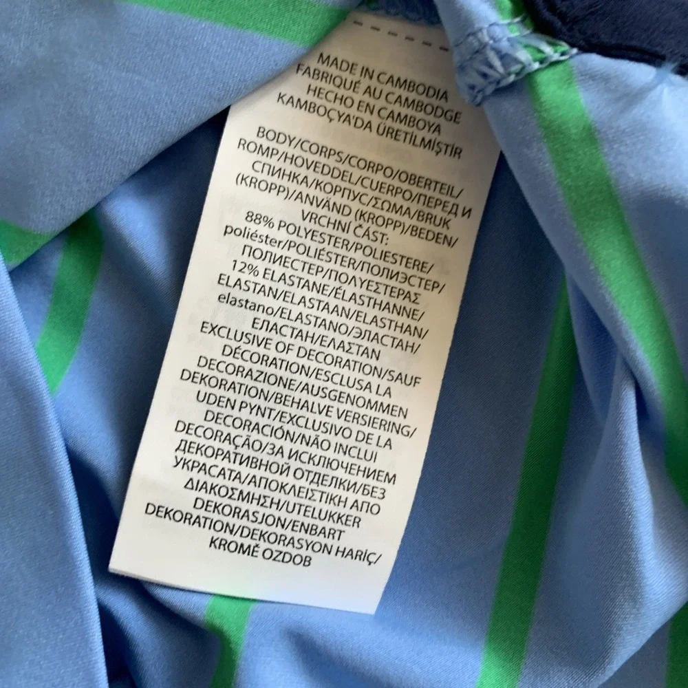 NWT $98.50 RLX Golf Ralph Lauren Mens Wicking Polo Blue Green Striped Sz MEDIUM